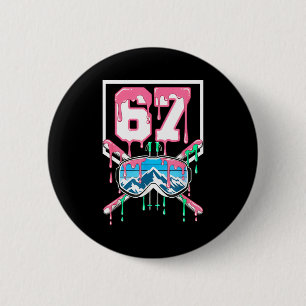 Skifahren 67 Six Seven Lustige Triefende Skibrille Button
