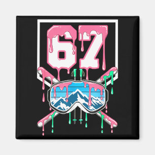 Skifahren 67 Six Seven Lustige Triefende Skibrille Magnet