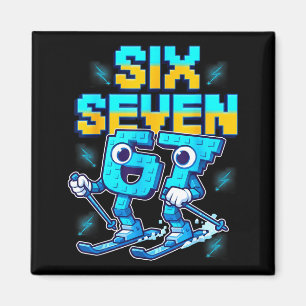 Skifahren 67 Six Seven Meme Brainrot Lustig 6 7 Ki Magnet