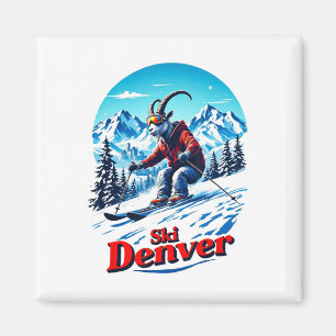 Skifahren Abenteuer Ziege in Denver Bergen  Magnet