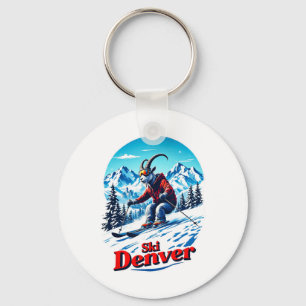 Skifahren Abenteuer Ziege in Denver Bergen Schlüsselanhänger