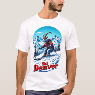 Skifahren Abenteuer Ziege in Denver Bergen T-Shirt
