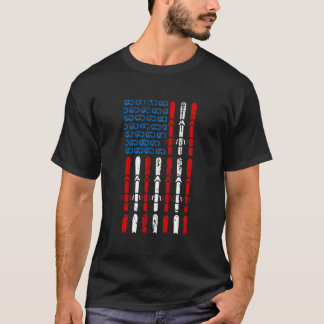 Skifahren Amerikanische Flagge 4. JuliEisläufer US T-Shirt