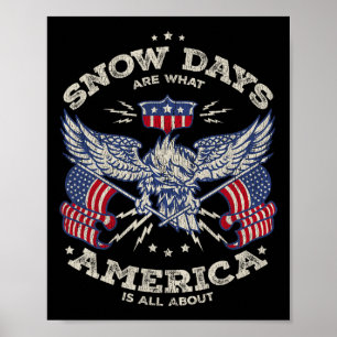 Skifahren Amerikanische Flagge Berge Skilehrer Ski Poster