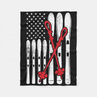 Skifahren Amerikanische Flagge Skifahren für Fraue Fleecedecke