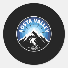 Skifahren Aosta Valley Italien Runder Aufkleber