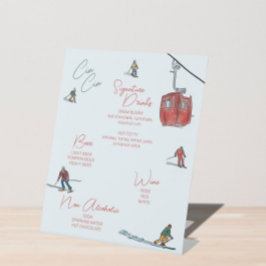 Skifahren Aquarelltränke Bar Sockelschild