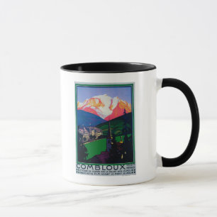 Skifahren auf Combloux Promotionplakat Tasse