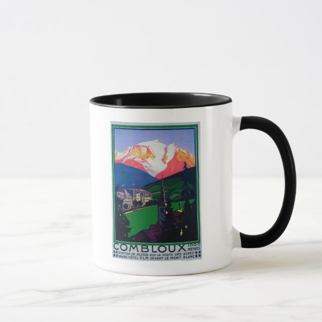 Skifahren auf Combloux Promotionplakat Tasse (Rechts)