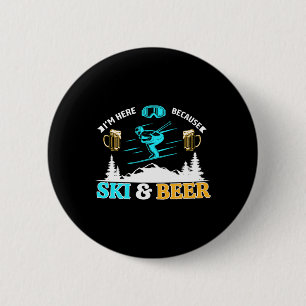 Skifahren Biertrinken - Skifahrer Winter Skibier S Button