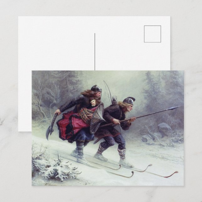 Skifahren Birchlegs überqueren den Berg Postkarte (Vorne/Hinten)