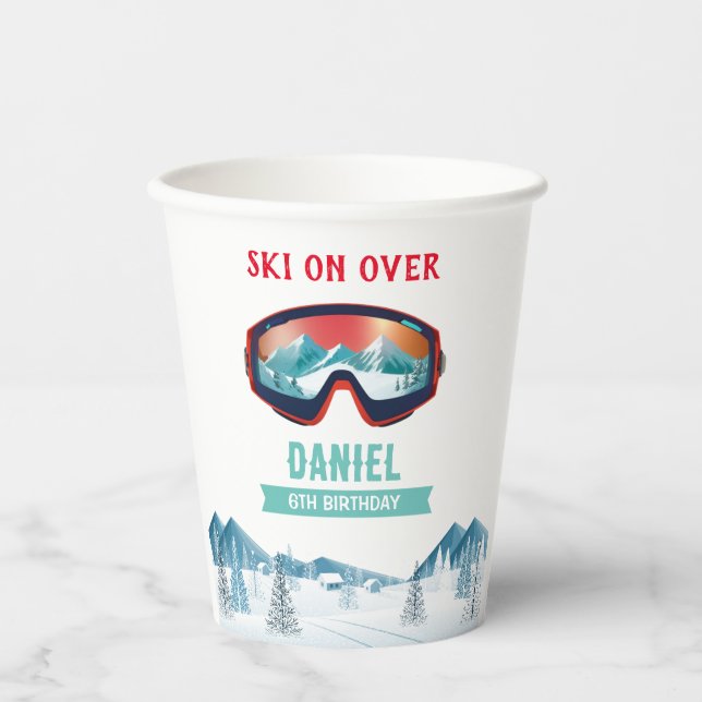 Skifahren Birthday Party Pisten Ski Snowboard Pappbecher (Vorderseite)