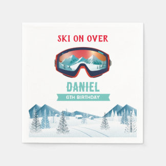 Skifahren Birthday Party Pisten Ski Snowboard Serviette