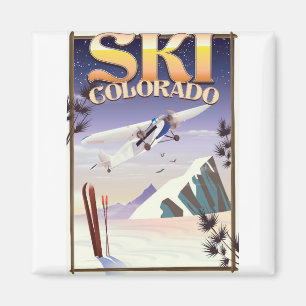 Skifahren Colorado Vintage-Reiseposter Magnet
