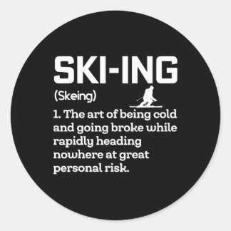 Skifahren Definition Lustig Humor Skifahrer Extrem Runder Aufkleber