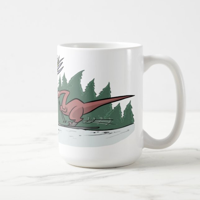 Skifahren-Dinosaurier-Tasse Tasse (Rechts)