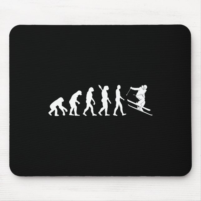 Skifahren Evolution Lustiger Skifahrer Freestyle S Mousepad (Vorne)