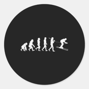 Skifahren Evolution Wintersport Downhill Skifahren Runder Aufkleber
