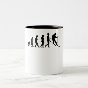 Skifahren-Evolution Zweifarbige Tasse