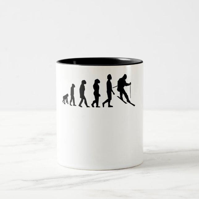 Skifahren-Evolution Zweifarbige Tasse (Mittel)