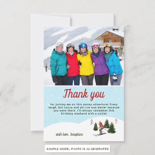 Skifahren Frauen Ski Geburtstagsausflug Benutzerde Dankeskarte
