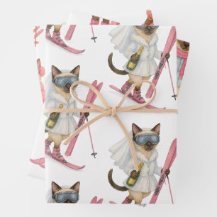 Skifahren für Bride am Hang Geschenkpapier Set