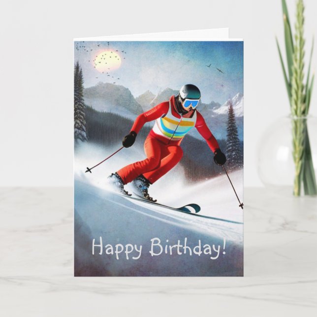 Skifahren Geburtstags Grußkarte Karte (Vorderseite)