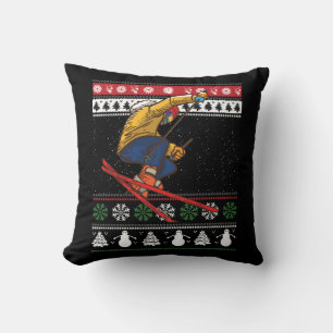 Skifahren Hässliches Weihnachten Kissen
