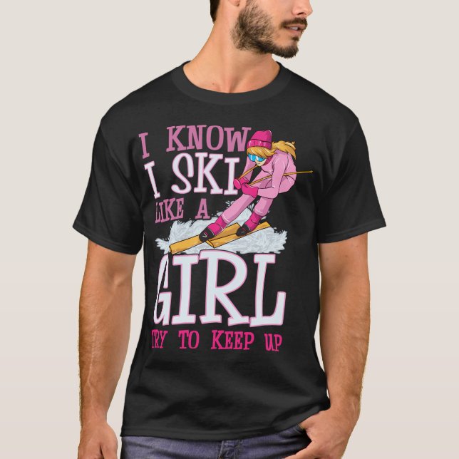 Skifahren Ich fahre wie ein Versuch, Skifahrer Beh T-Shirt (Vorderseite)
