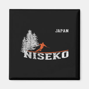 Skifahren im Stil der 1980er Jahre in Niseko, Japa Magnet