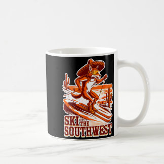 Skifahren im Südwesten Abenteuer Kojote Skifahrer Kaffeetasse