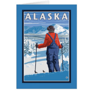Skifahren in Alaska Vintage Reiseplaner