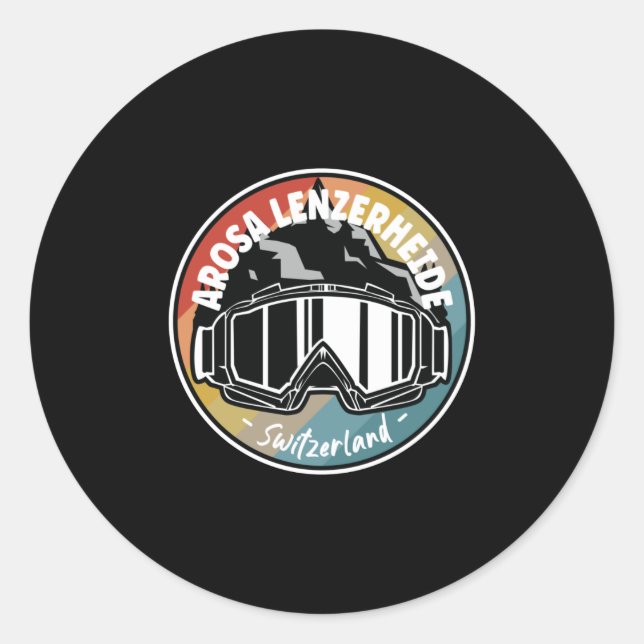 Skifahren in Arosa Lenzerheide Schweiz Runder Aufkleber (Vorderseite)