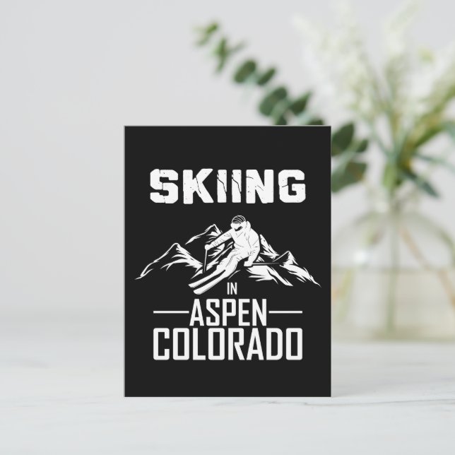 Skifahren in Aspen Colorado Postkarte (Stehend Vorderseite)