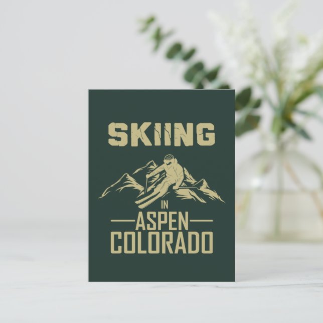 Skifahren in Aspen Colorado Postkarte (Stehend Vorderseite)