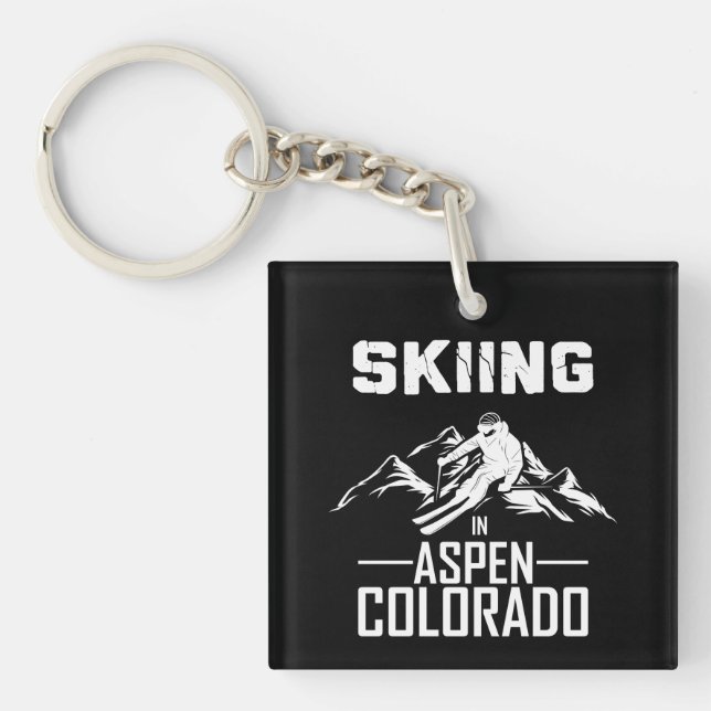 Skifahren in Aspen Colorado Schlüsselanhänger (Vorderseite)
