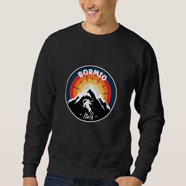 Skifahren in Bormio Italien Vintag Sweatshirt (Vorderseite)