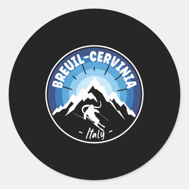 Skifahren in Breuil-Cervinia Italien Runder Aufkleber (Vorderseite)