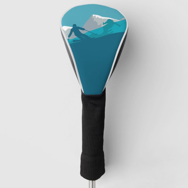 Skifahren in den Bergen - Skifahrer Golf Headcover (Vorderseite)