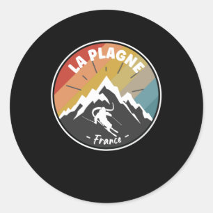 Skifahren in Frankreich La Plagne Runder Aufkleber