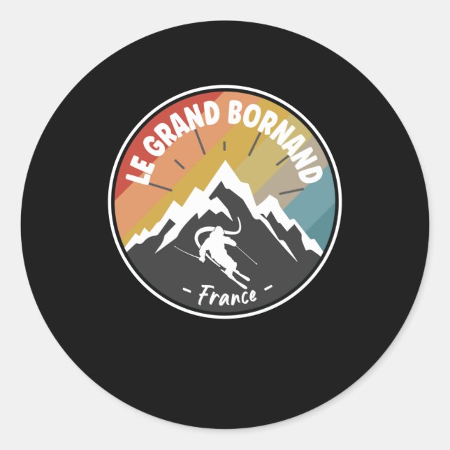 Skifahren in Frankreich Le Grand Bornand Runder Aufkleber (Vorderseite)