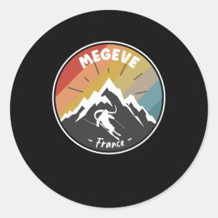 Skifahren in Frankreich Megeve Runder Aufkleber