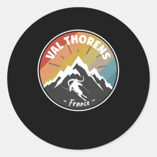 Skifahren in Frankreich Val Thorens Runder Aufkleber