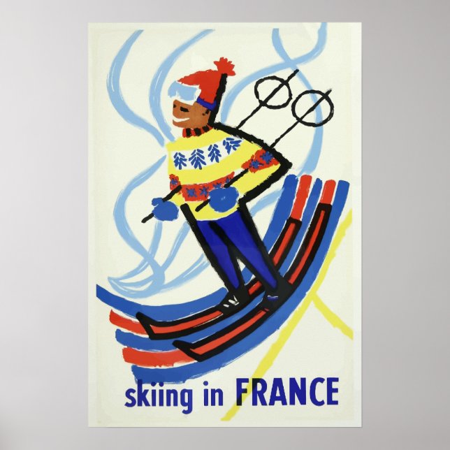 Skifahren in Frankreich Vintage Poster (Vorne)