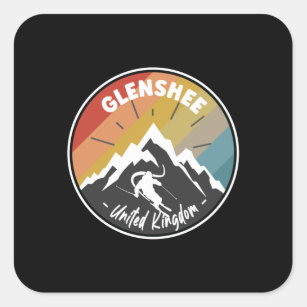 Skifahren in Glenshee - Vereinigtes Königreich Quadratischer Aufkleber