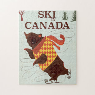 Skifahren in Kanada Vintage-Reiseposter