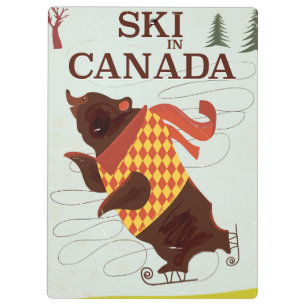Skifahren in Kanada Vintage-Reiseposter Klemmbrett