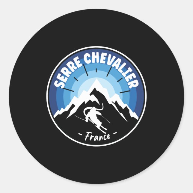 Skifahren in Serre Chevalier Frankreich Blue Runder Aufkleber (Vorderseite)