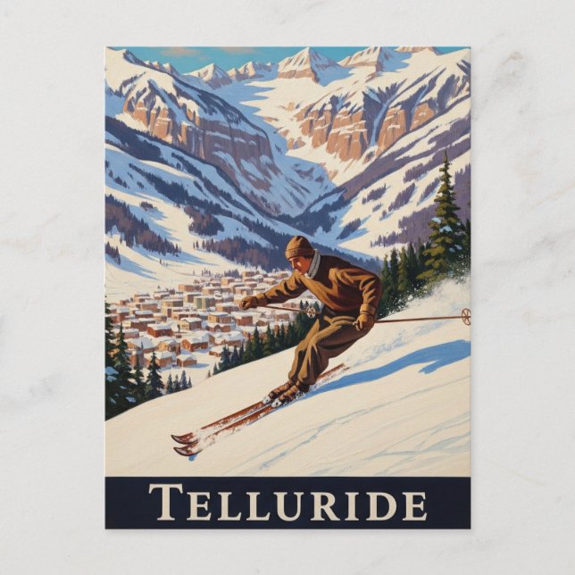 Skifahren in Telluride Colorado Postkarte (Vorderseite)