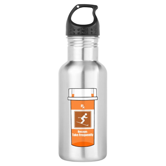 Skifahren ist mein Medikament Edelstahlflasche (Vorderseite)